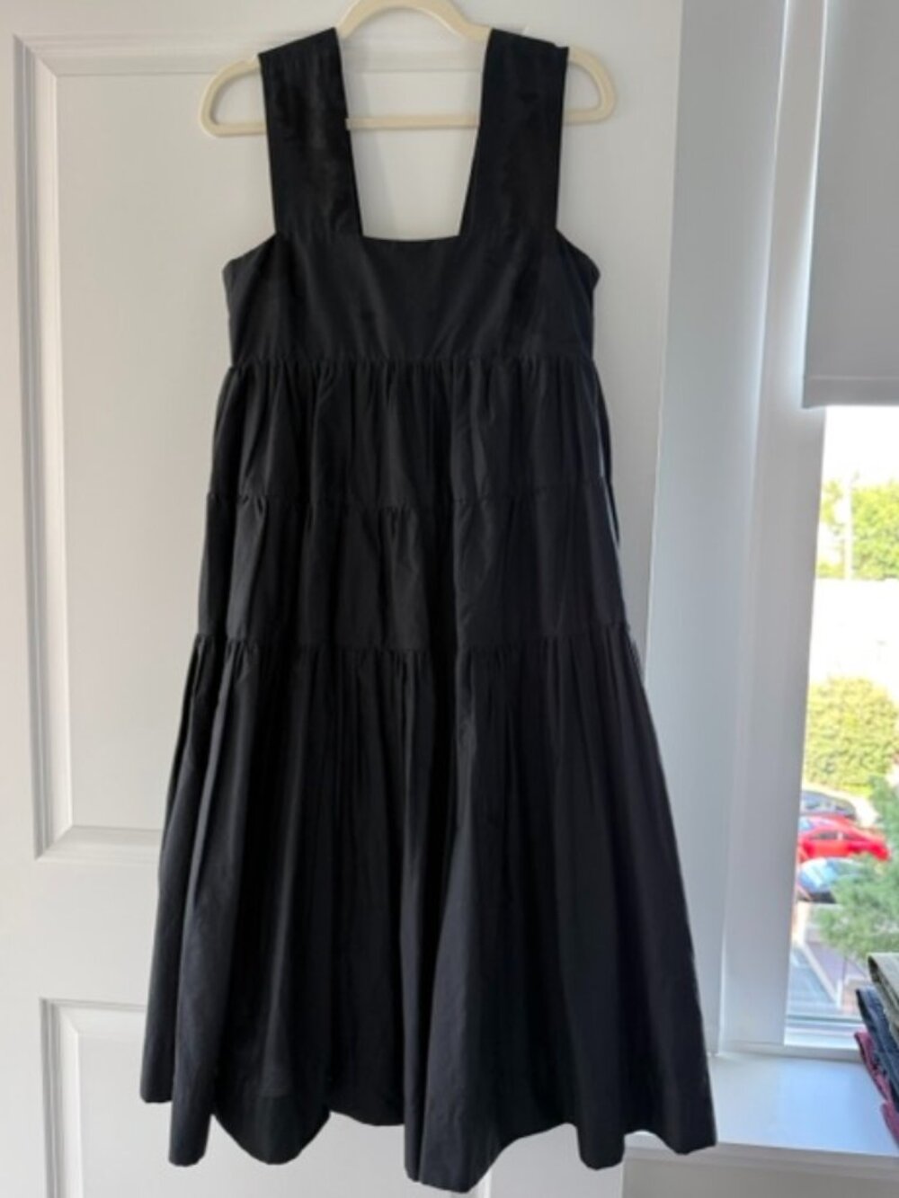Anthropologie Helena Babydoll Dress Square-Neck Black Small Petite NWOT